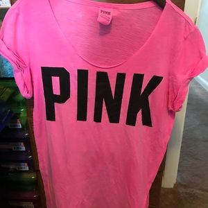 HOT PINK VICTORIAS SECRET VNECK T-SHIRT